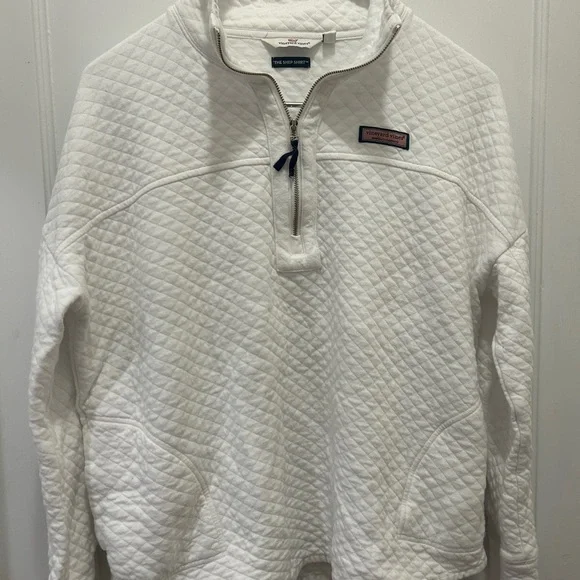 Vineyard Vines Cream Quilted Shep Shirt Women’s Size L - Picture 1 of 5